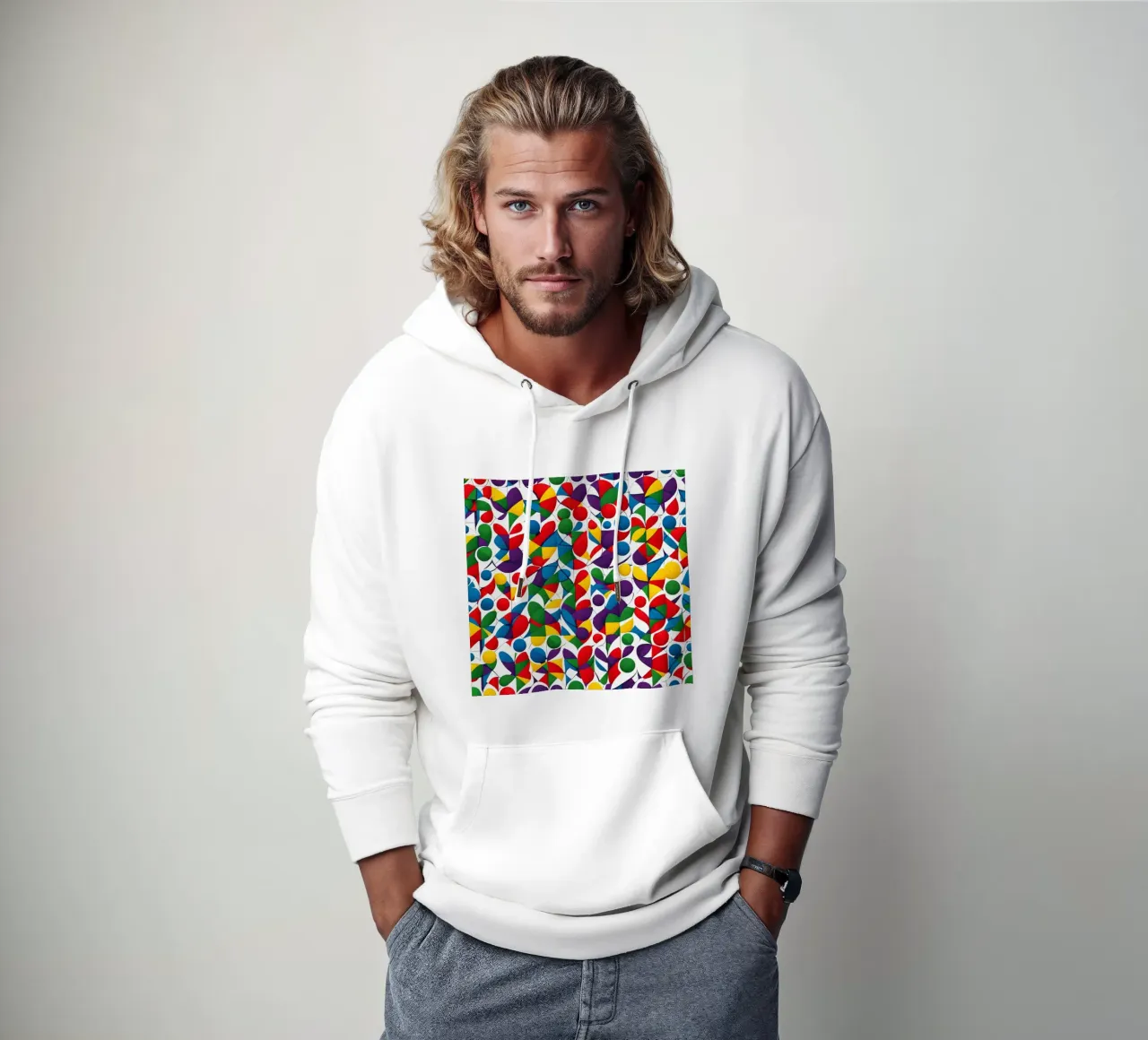 sharps design multicolore e bianco felpa con cappuccio da dinem