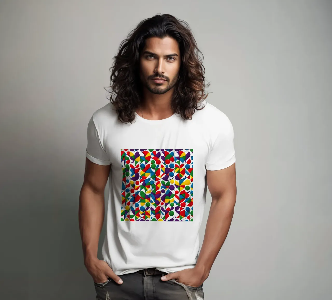 sharps design multicolore e bianco t-shirt da dinem