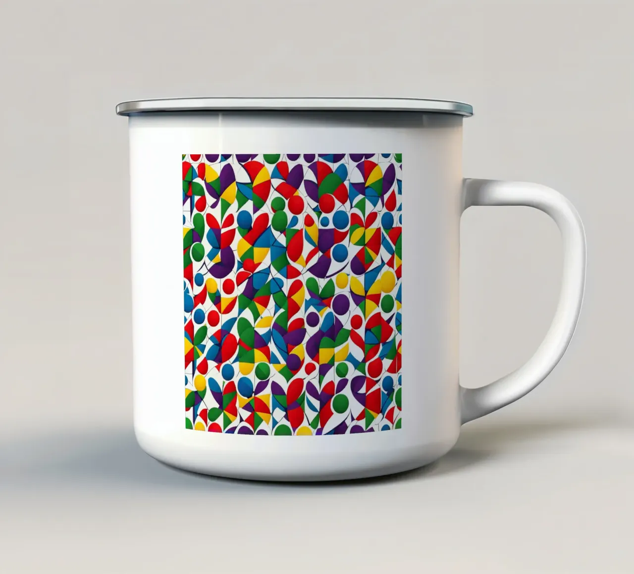 sharps veelkleurig en wit ontwerp emaille mok van dinem