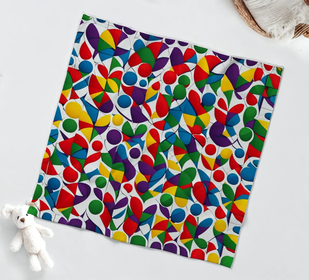 sharps design multicolore e bianco coperta in pile da dinem