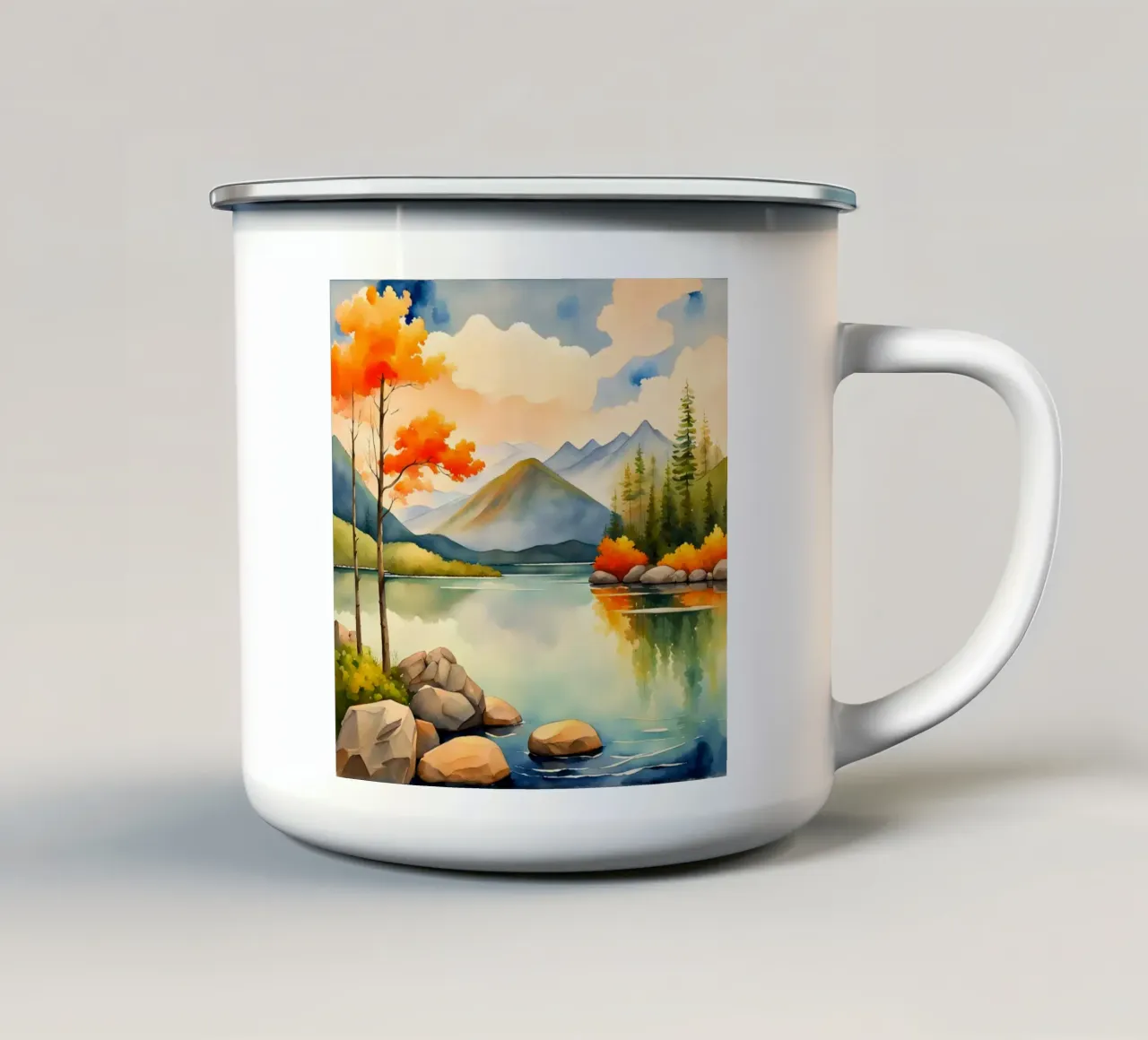 Paesaggio bello, sereno e gentile tazza in smalto da dinem