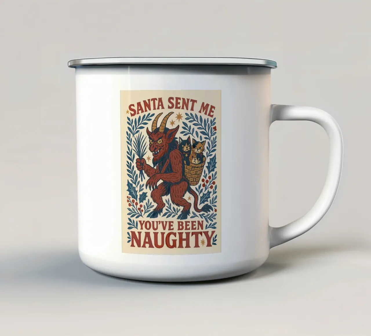Krampus Natale tazza in smalto da Taika Tori Art