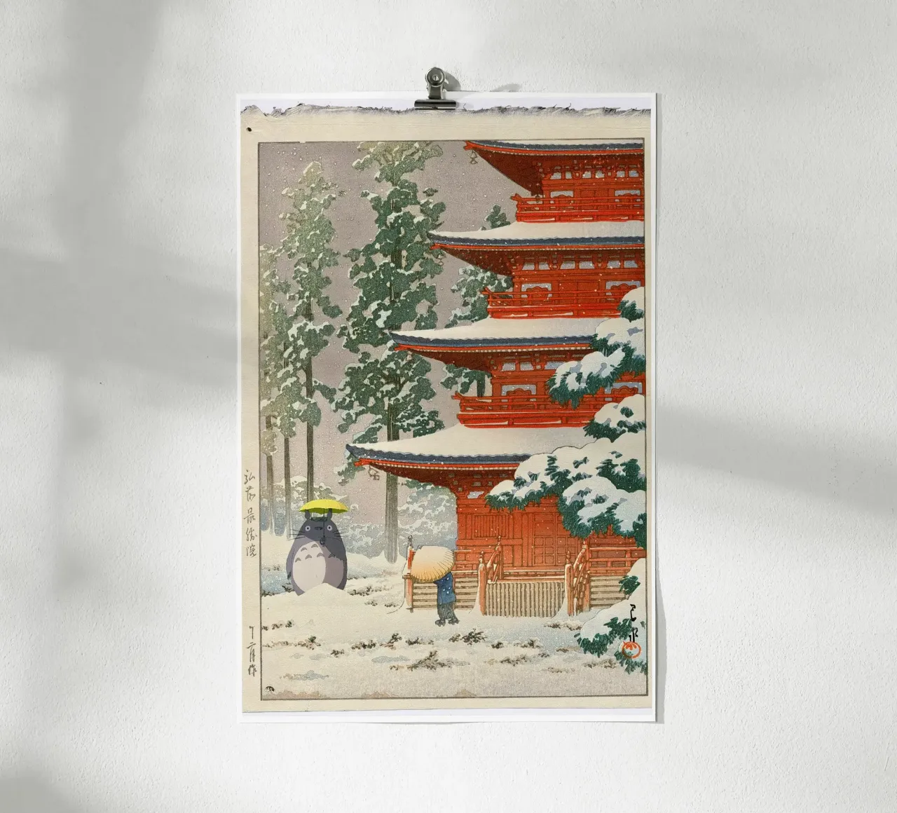 Totoro nella neve - Mashup di manga - Stampa giapponese poster da Mashtup