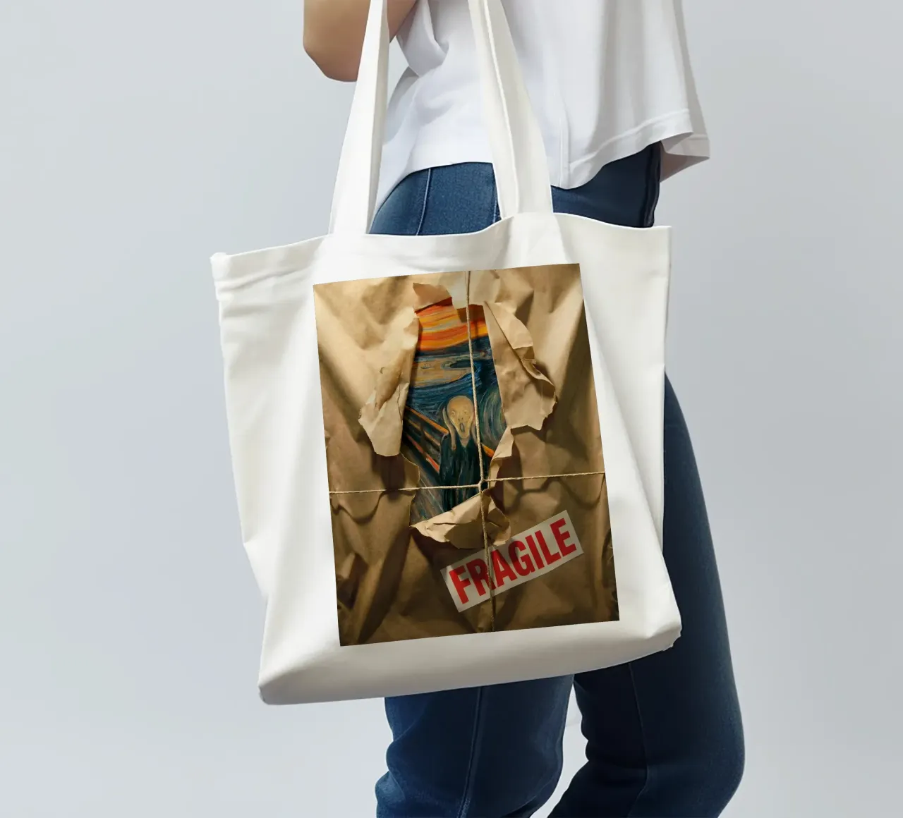 Fragile Scream borsa in juta da Dikhotomy