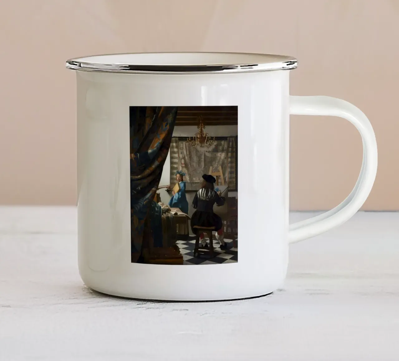 dipinto donna johannes vermeer tazza in smalto da walker shop