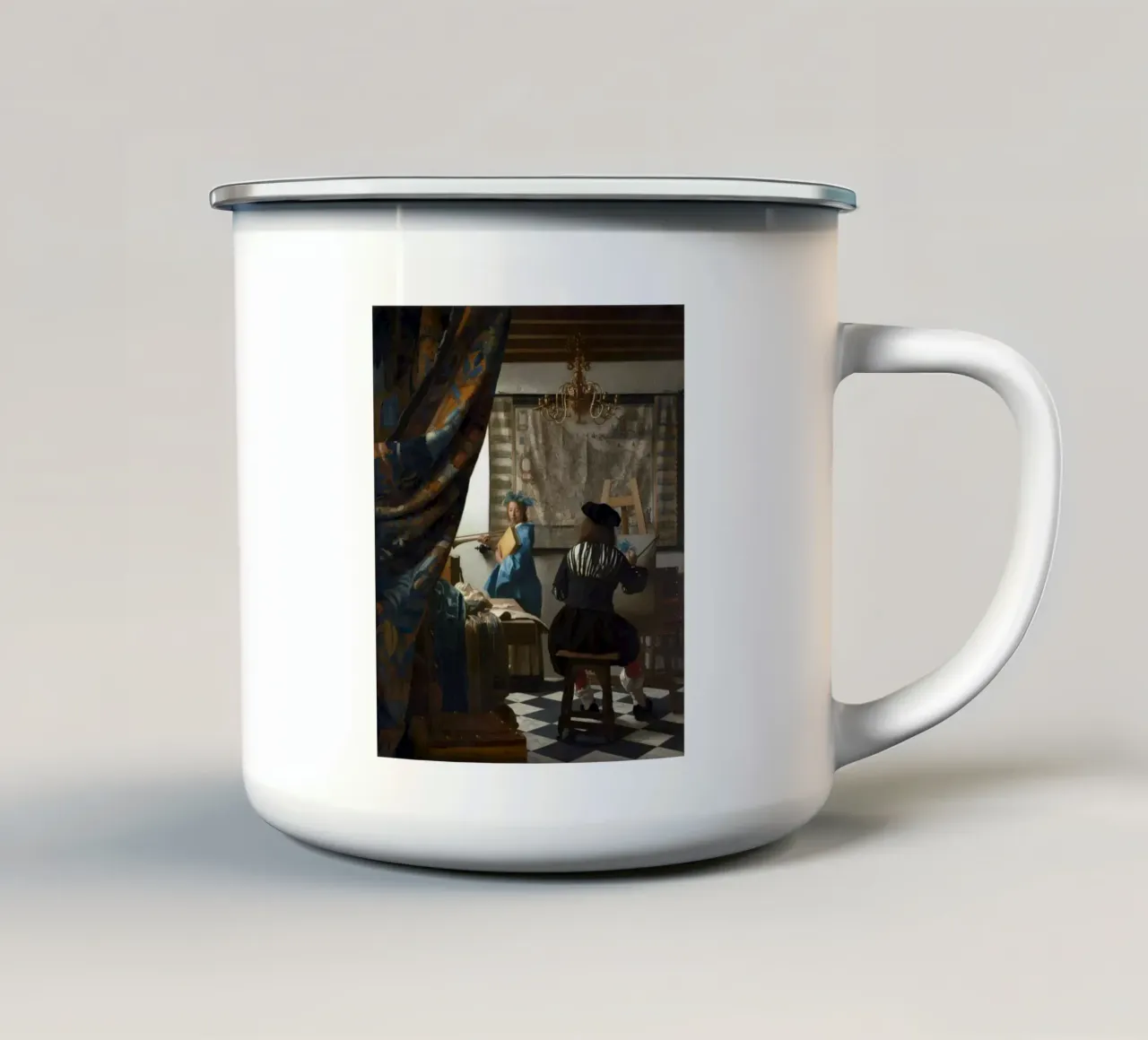 dipinto donna johannes vermeer tazza in smalto da walker shop