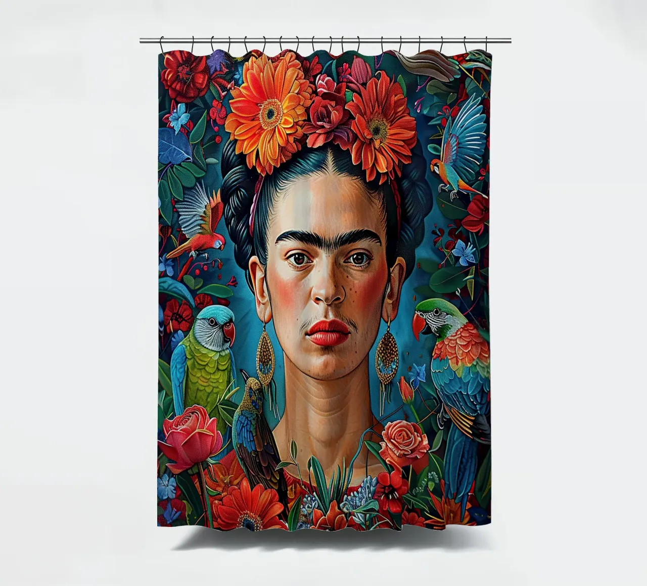 Frida Kahlo "Colors of Determination" tenda da doccia da Fantasias Florales