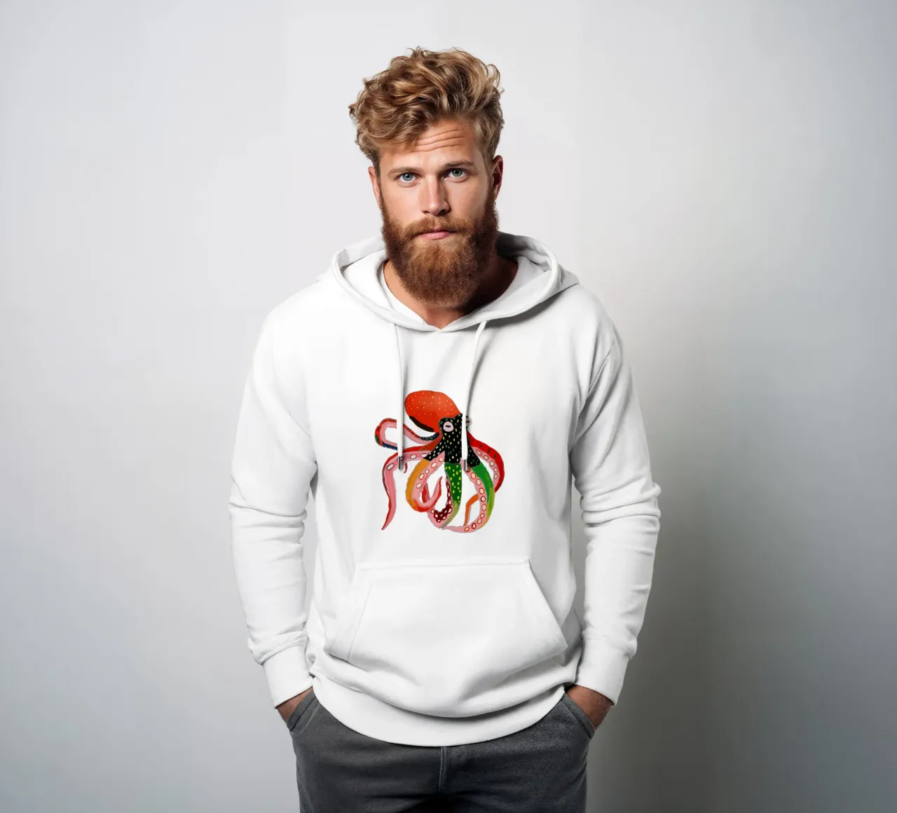 Pulpo de colores 2 Pegatinas y ropa sudadera con capucha de ArtsySesta