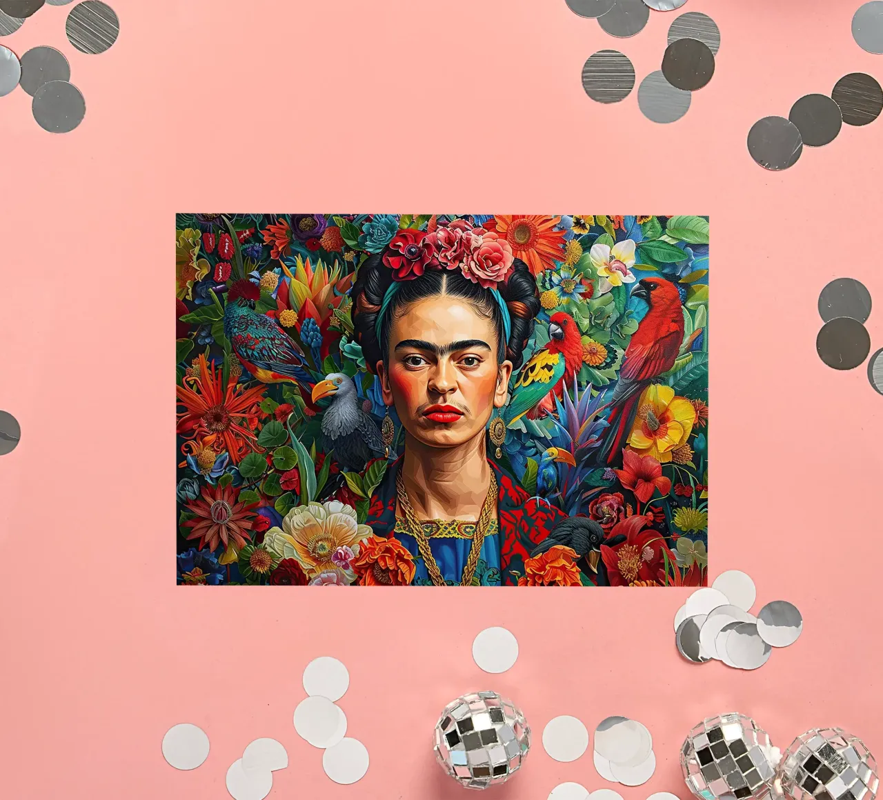 Frida Kahlo "Bold in Every Hue" sticker van Fantasias Florales