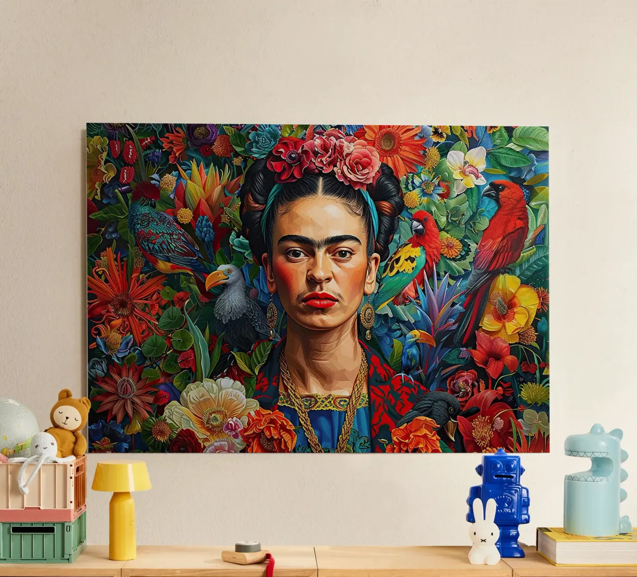 Frida Kahlo "Bold in Every Hue" alluminio dibond da Fantasias Florales
