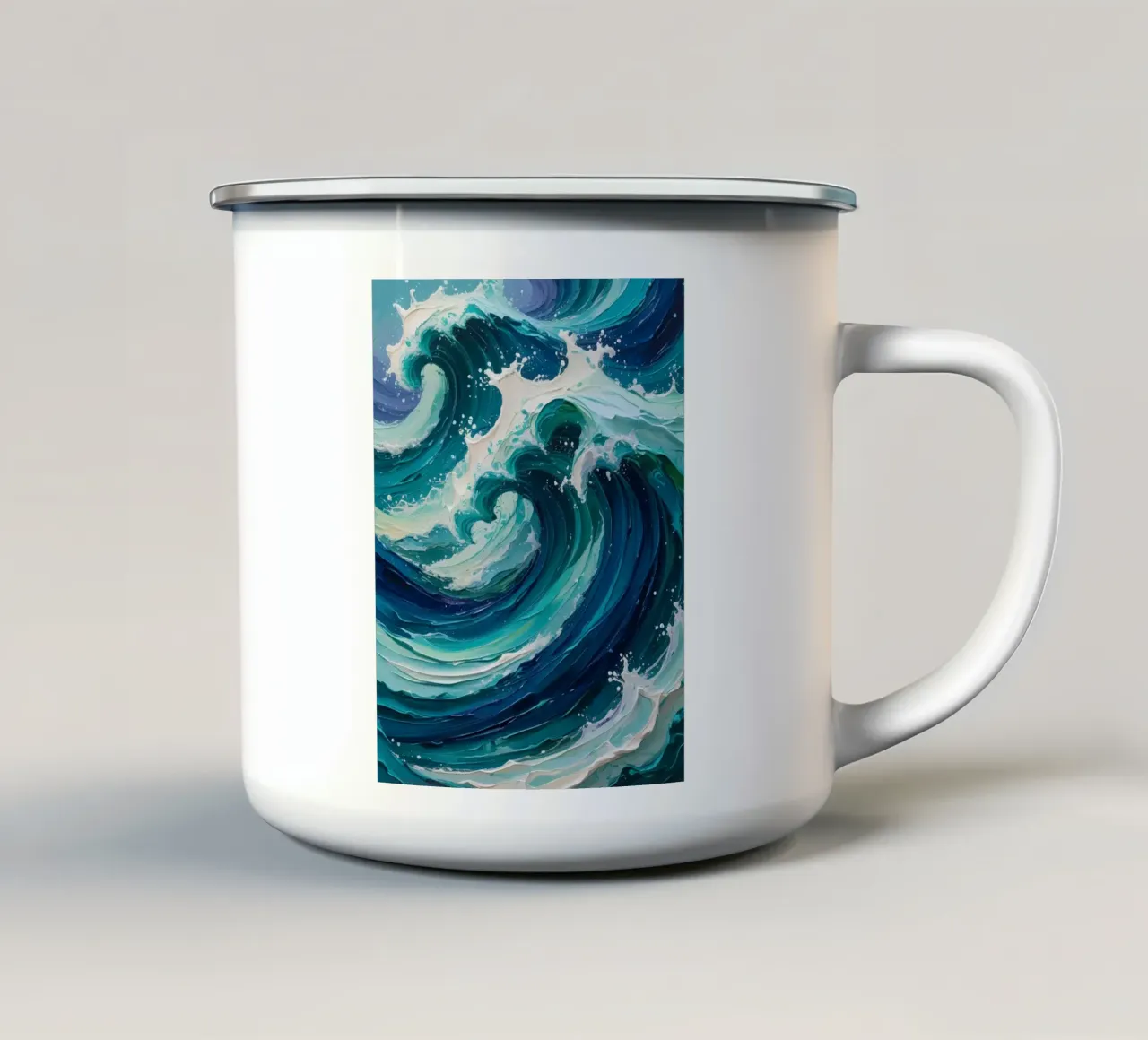 abstracte oceaangolven emaille mok van uniqe world