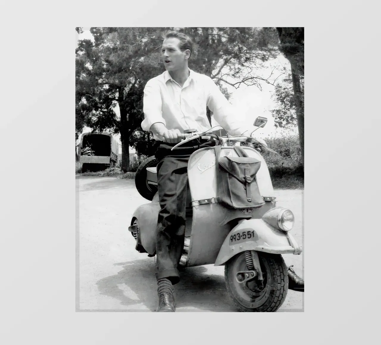 Paul Newman in Vespa (1960) telo in pvc da BLACK WITH WHITE