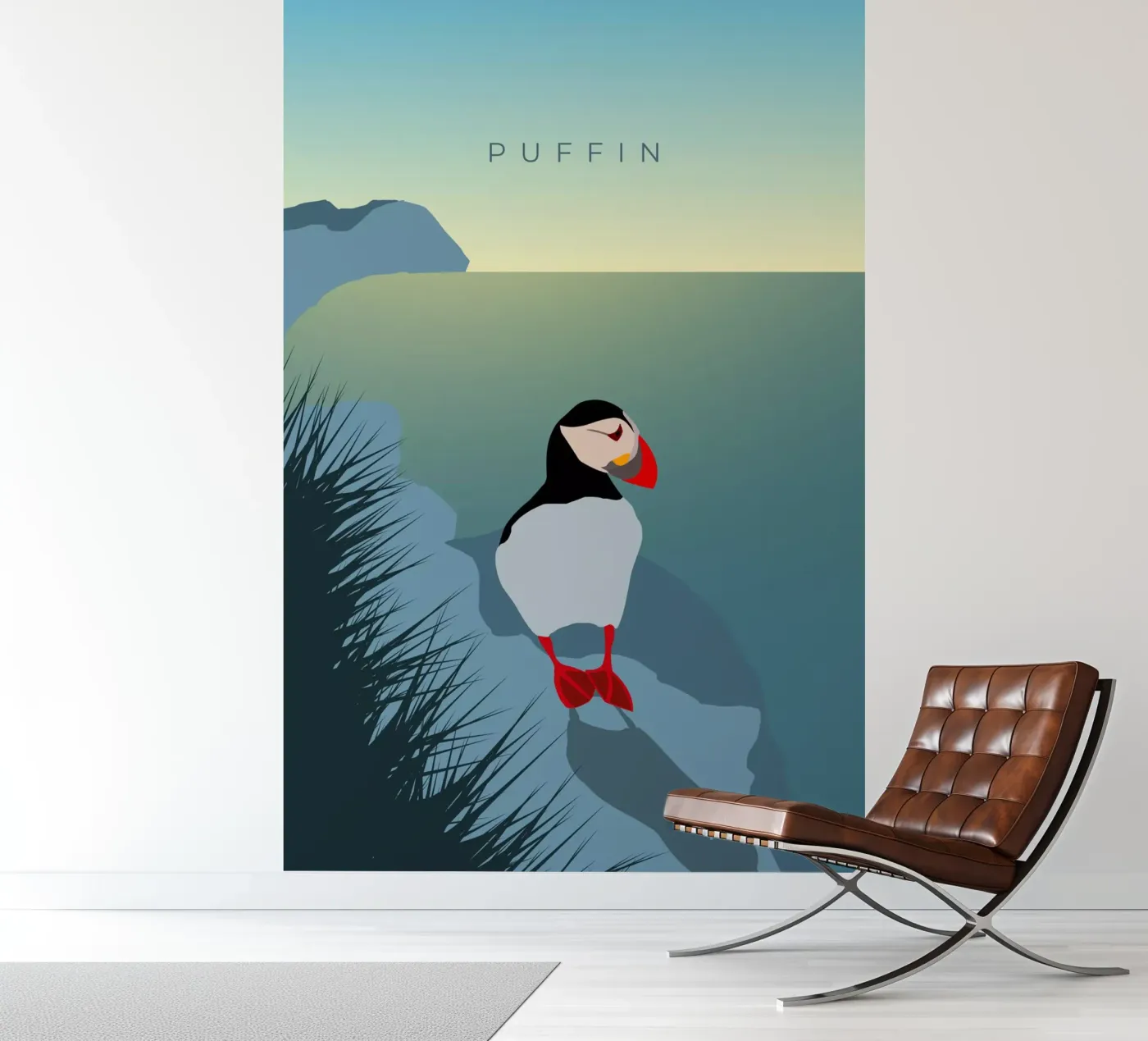 Puffin fotobehang van minimalist designs