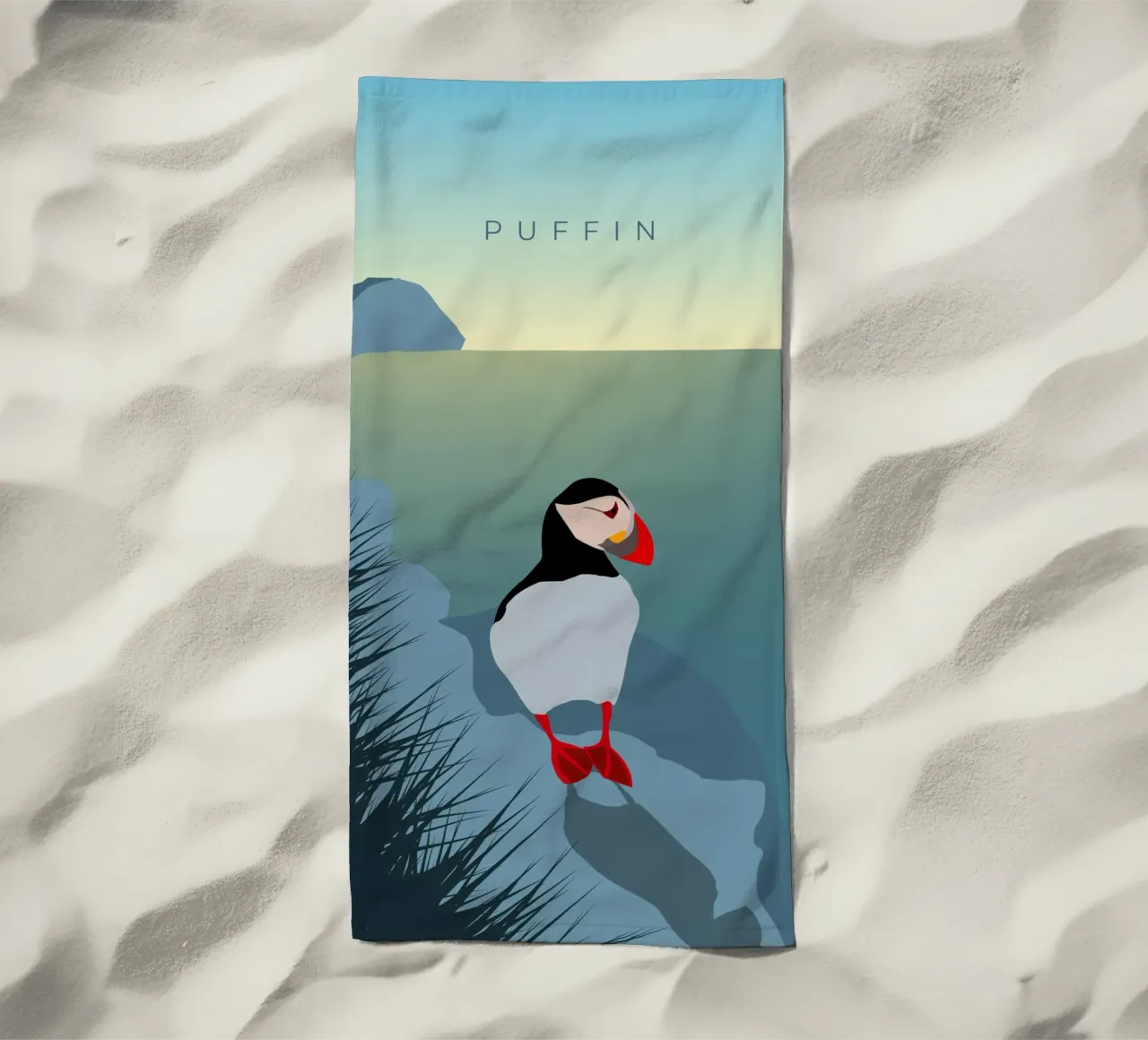 Puffin telo mare da minimalist designs