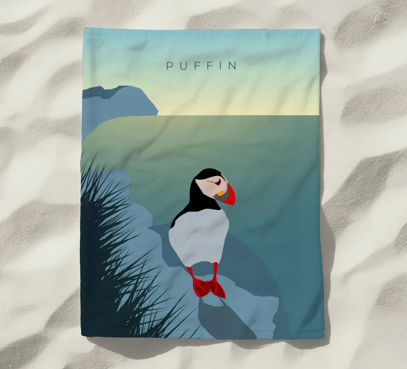 Puffin telo mare da minimalist designs