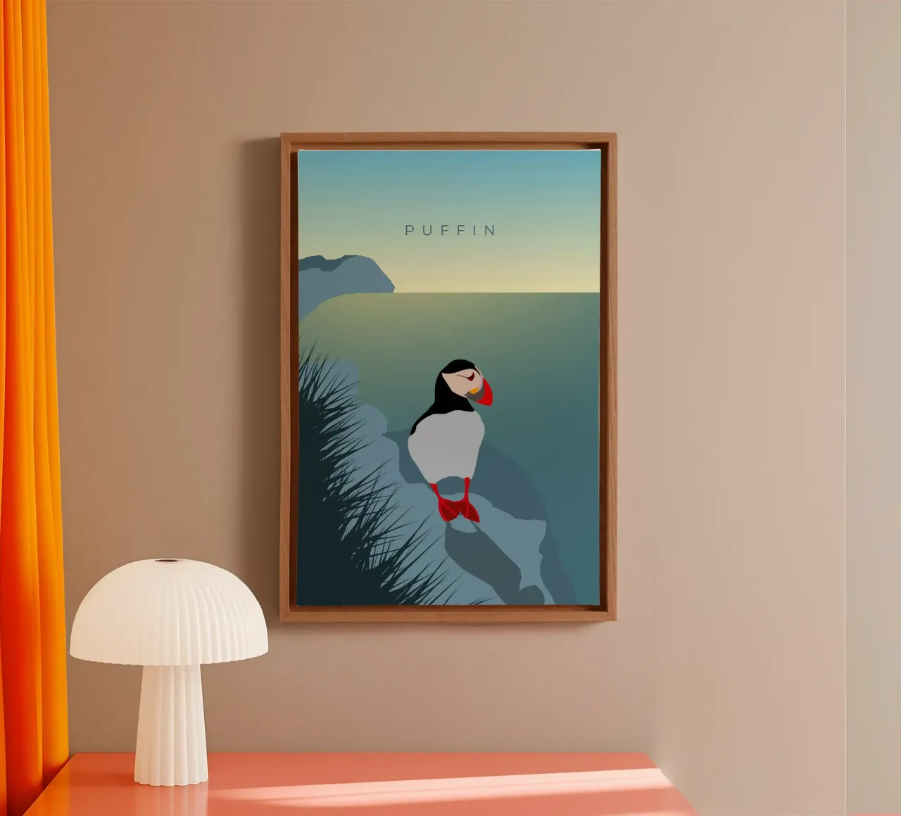 Puffin tela con Cornice a cassetta da minimalist designs