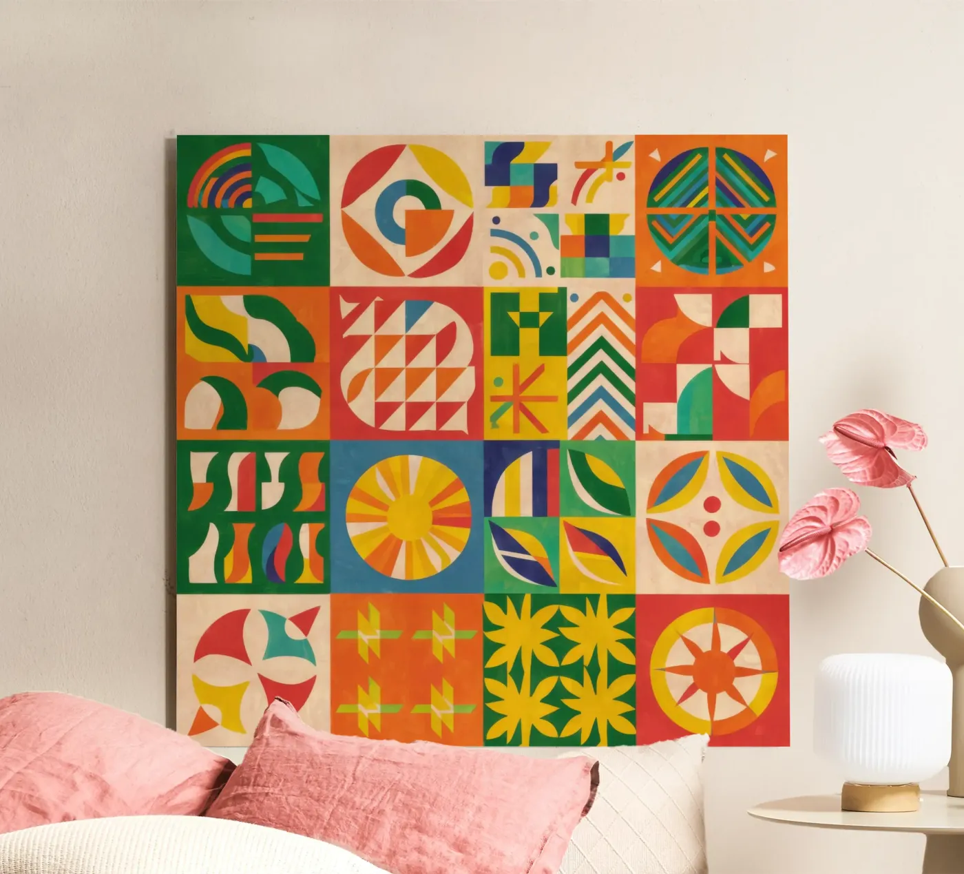Folkloric Quilt Pattern forex-plaat van Sky Velour
