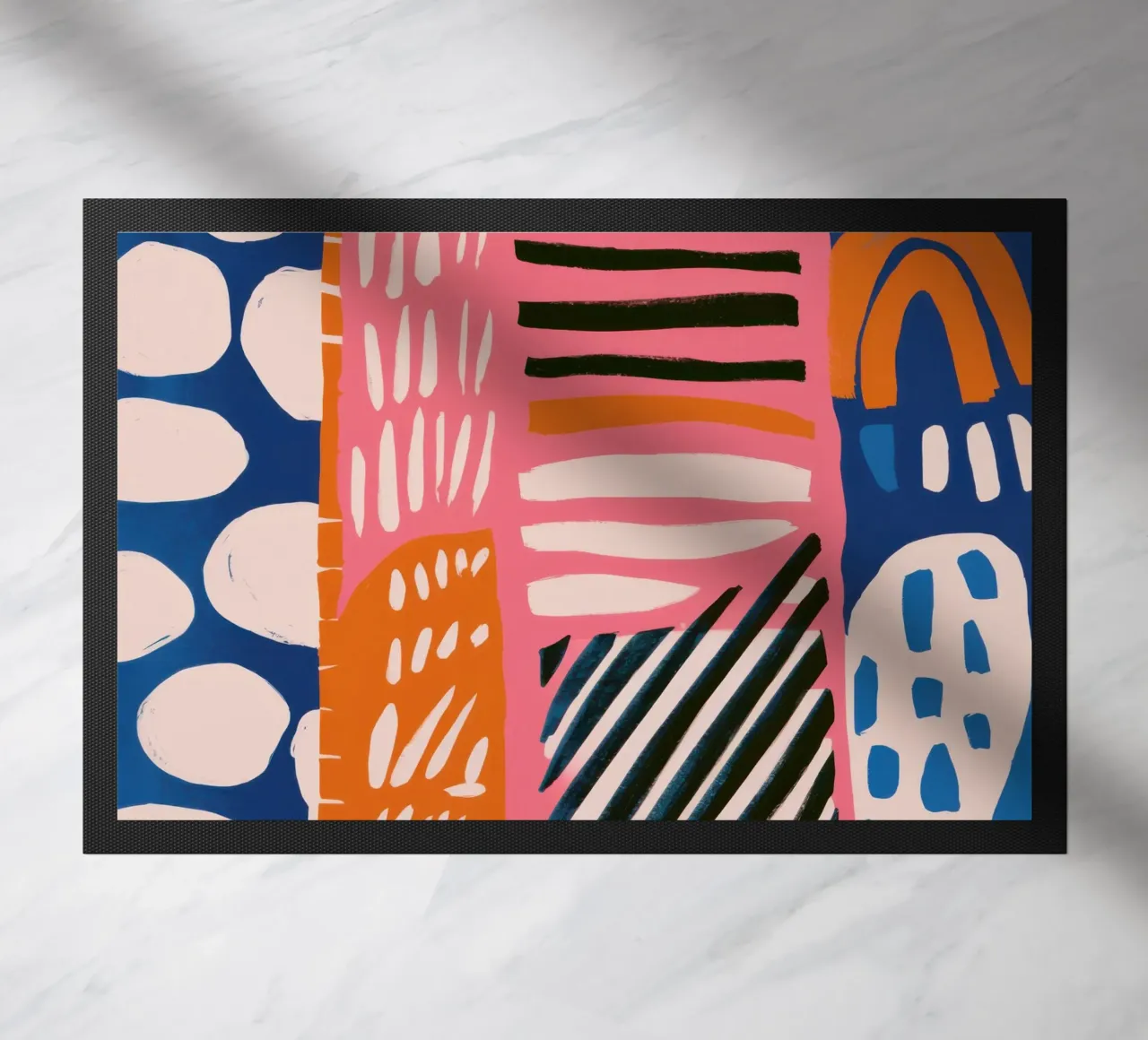 Abstract Rainbow Scribble doormat by Sky Velour