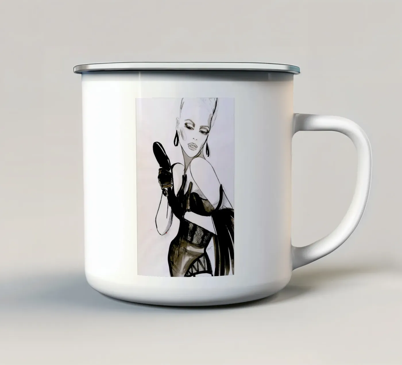 Vanity enamel mug by Olesja Hännikäinen