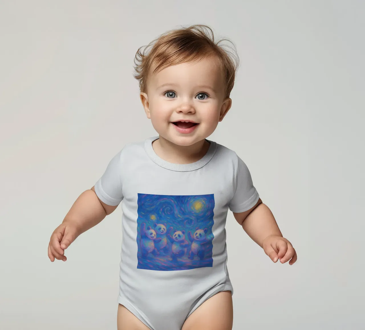 Pandas dansant sous un ciel étoilé body bébé de Vincent’s Universe