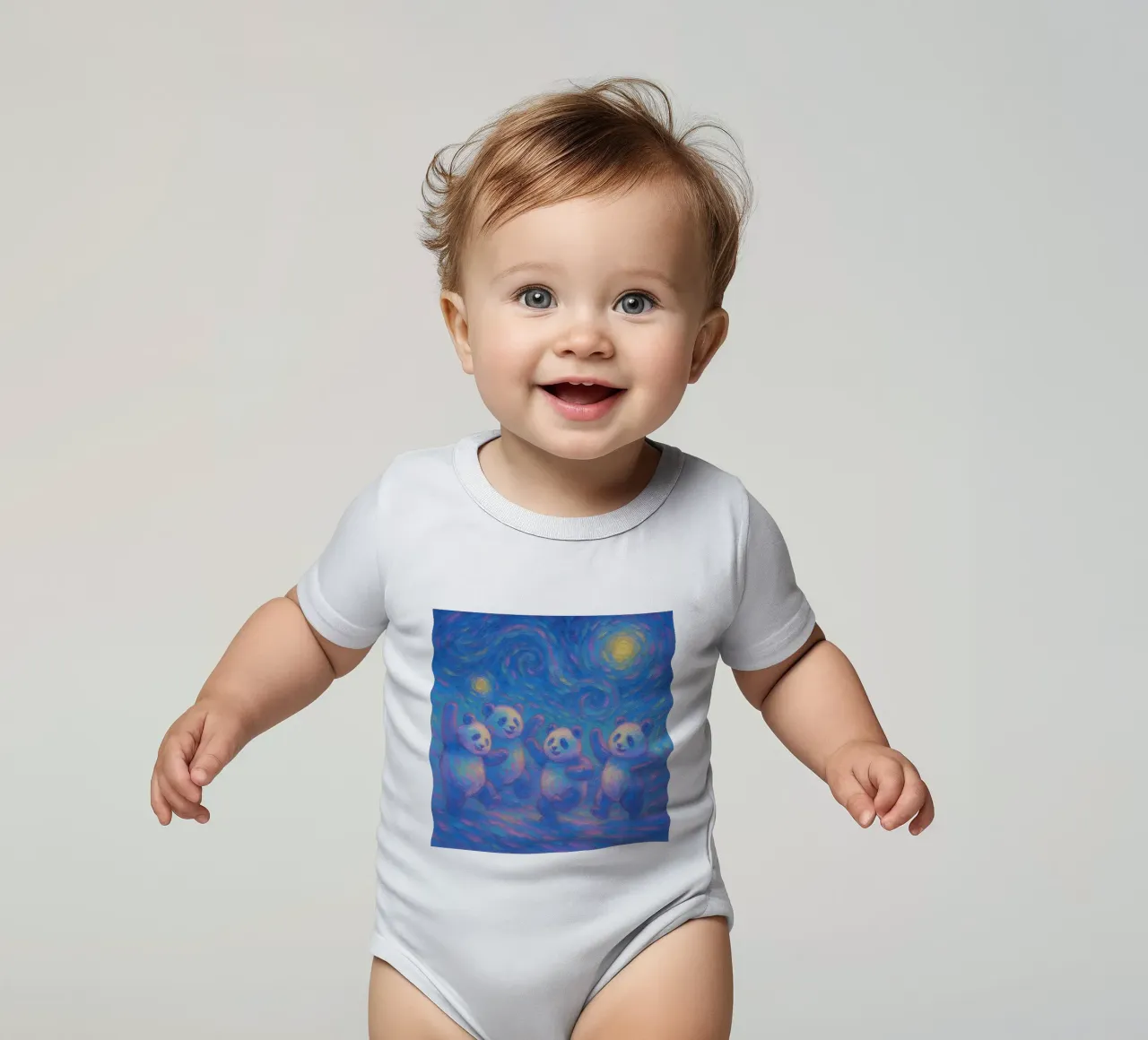 Pandas dansant sous un ciel étoilé body bébé de Vincent’s Universe