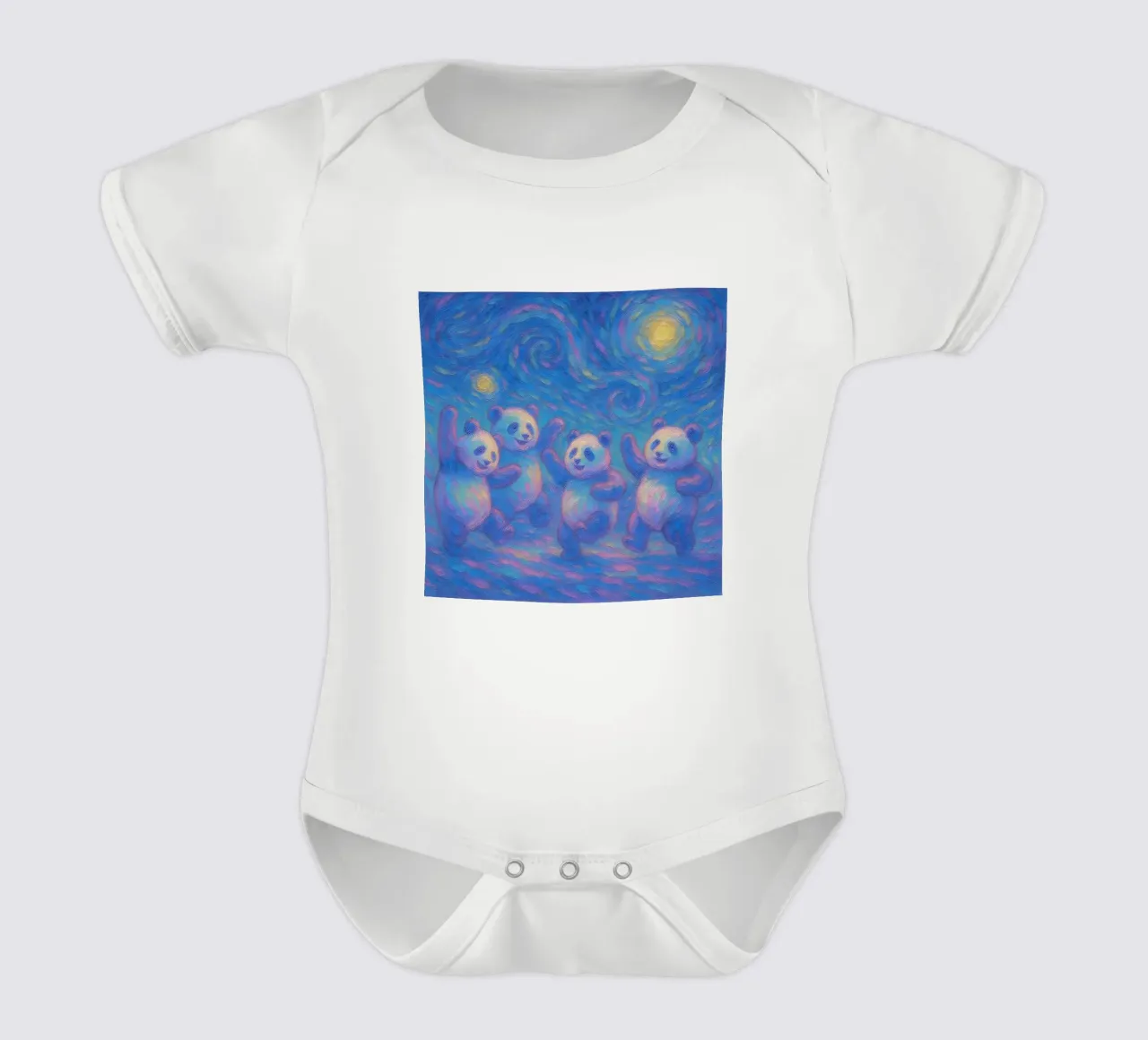 Pandas dansant sous un ciel étoilé body bébé de Vincent’s Universe