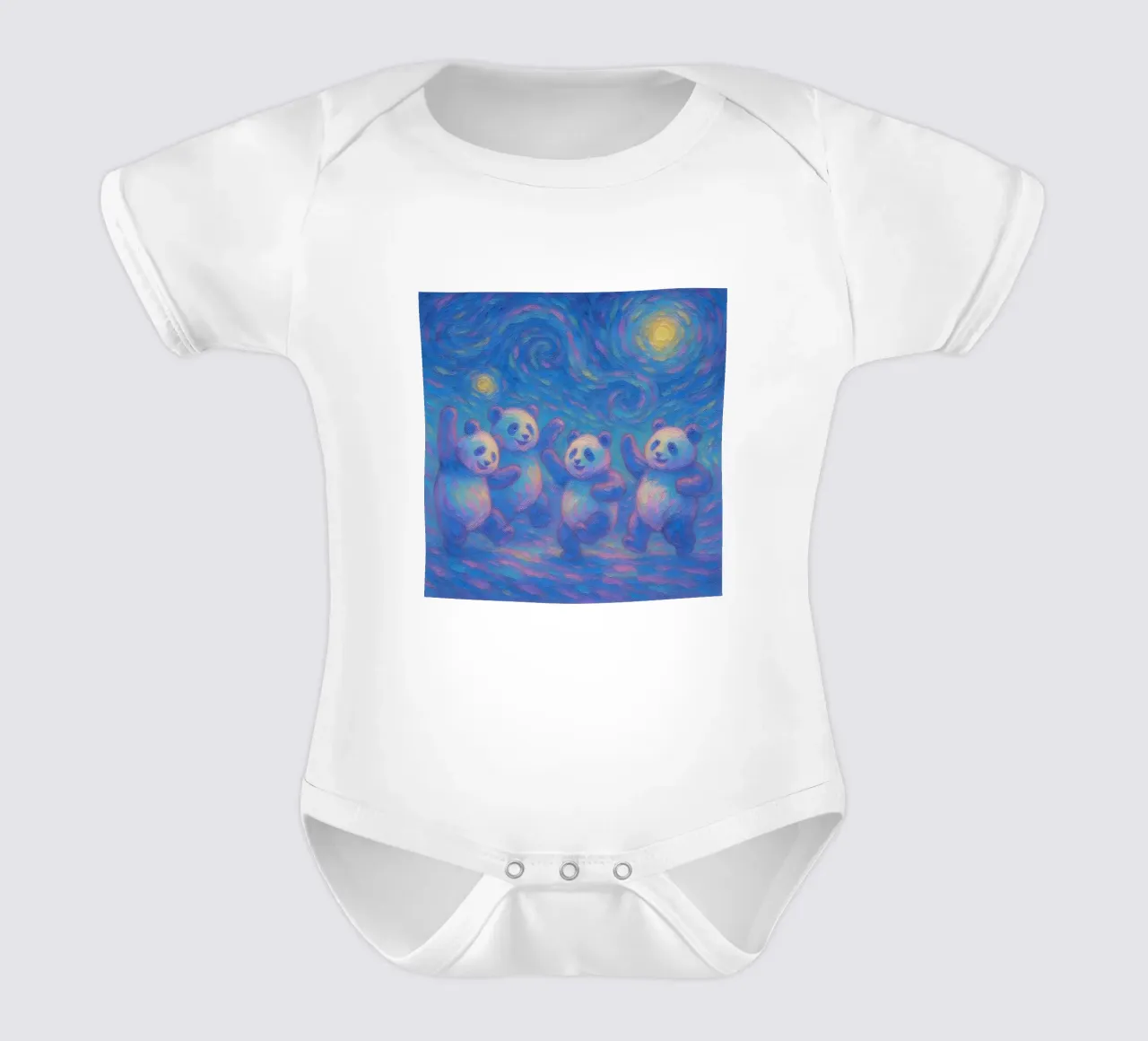 Pandas dansant sous un ciel étoilé body bébé de Vincent’s Universe