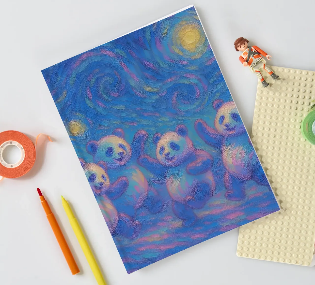 Pandas dansant sous un ciel étoilé carnet de notes de Vincent’s Universe