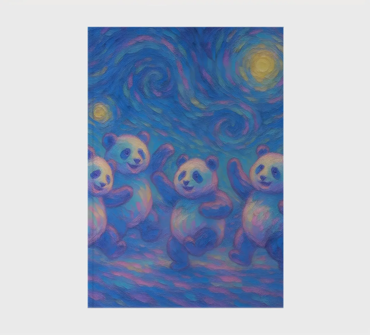 Pandas dansant sous un ciel étoilé carnet de notes de Vincent’s Universe