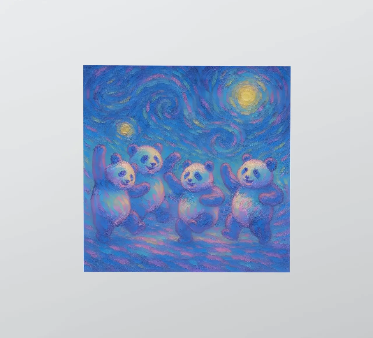 Pandas dansant sous un ciel étoilé autocollant de Vincent’s Universe