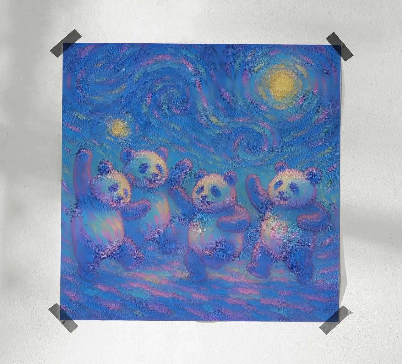 Pandas dansant sous un ciel étoilé hahnemühle de Vincent’s Universe