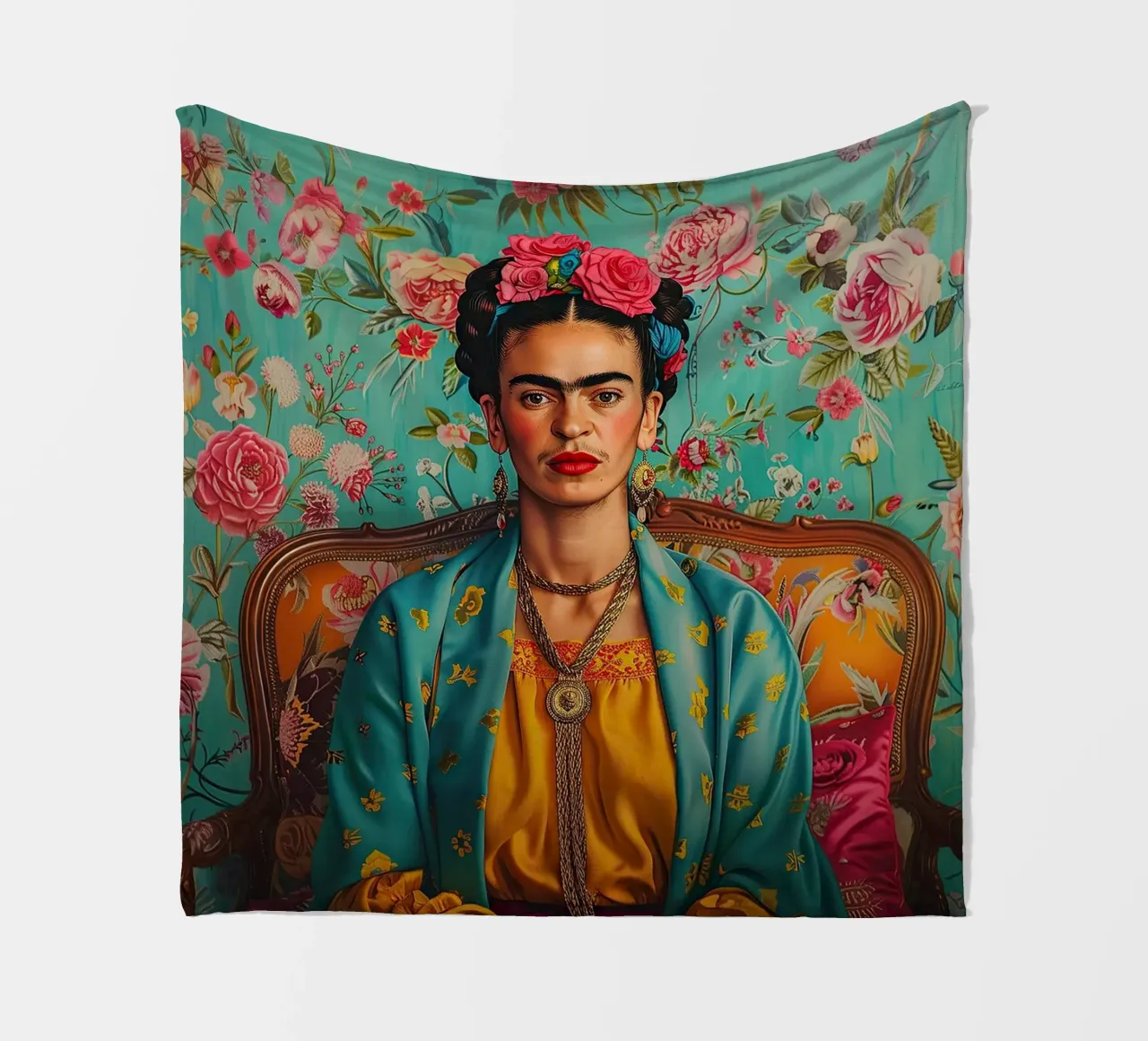 Frida Kahlo "Unyielding Spirit" coperta in pile da Fantasias Florales