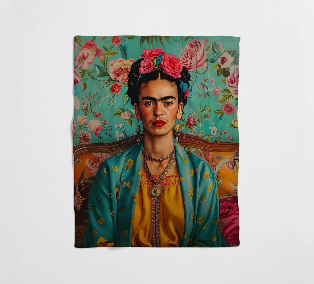 Frida Kahlo "Unyielding Spirit" coperta in pile da Fantasias Florales