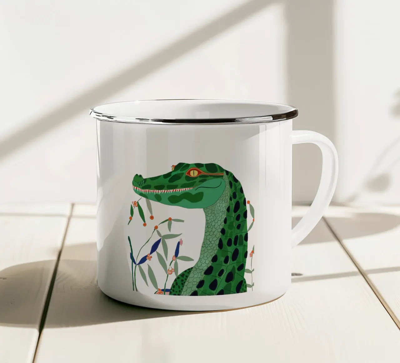 Jungle Krokodil Sticker, Kleding emaille mok van ArtsySesta