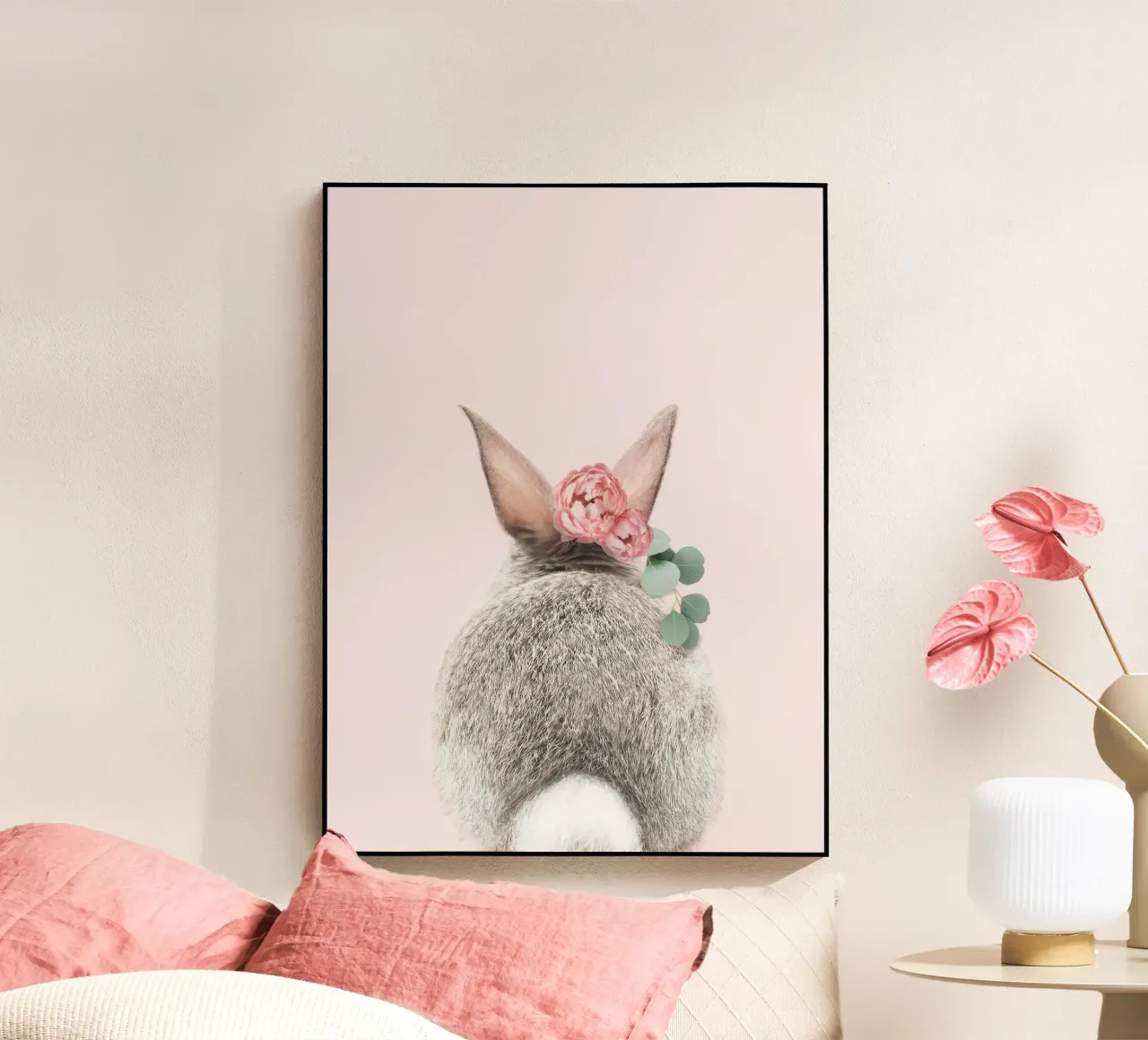 Corona di fiori coda di coniglio rosa plexiglass da earl BM