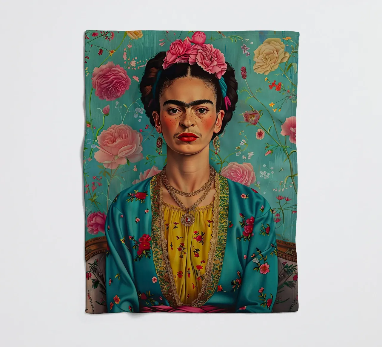 Frida Kahlo "Resilience in Every Stroke" coperta in pile da Fantasias Florales