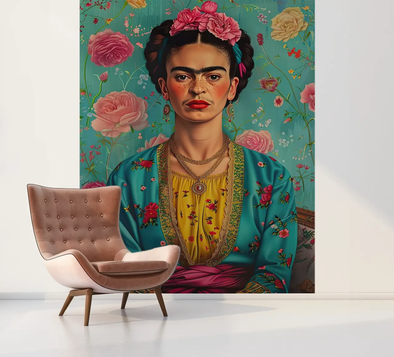 Frida Kahlo "Resilience in Every Stroke" photo wallpaper by Fantasias Florales