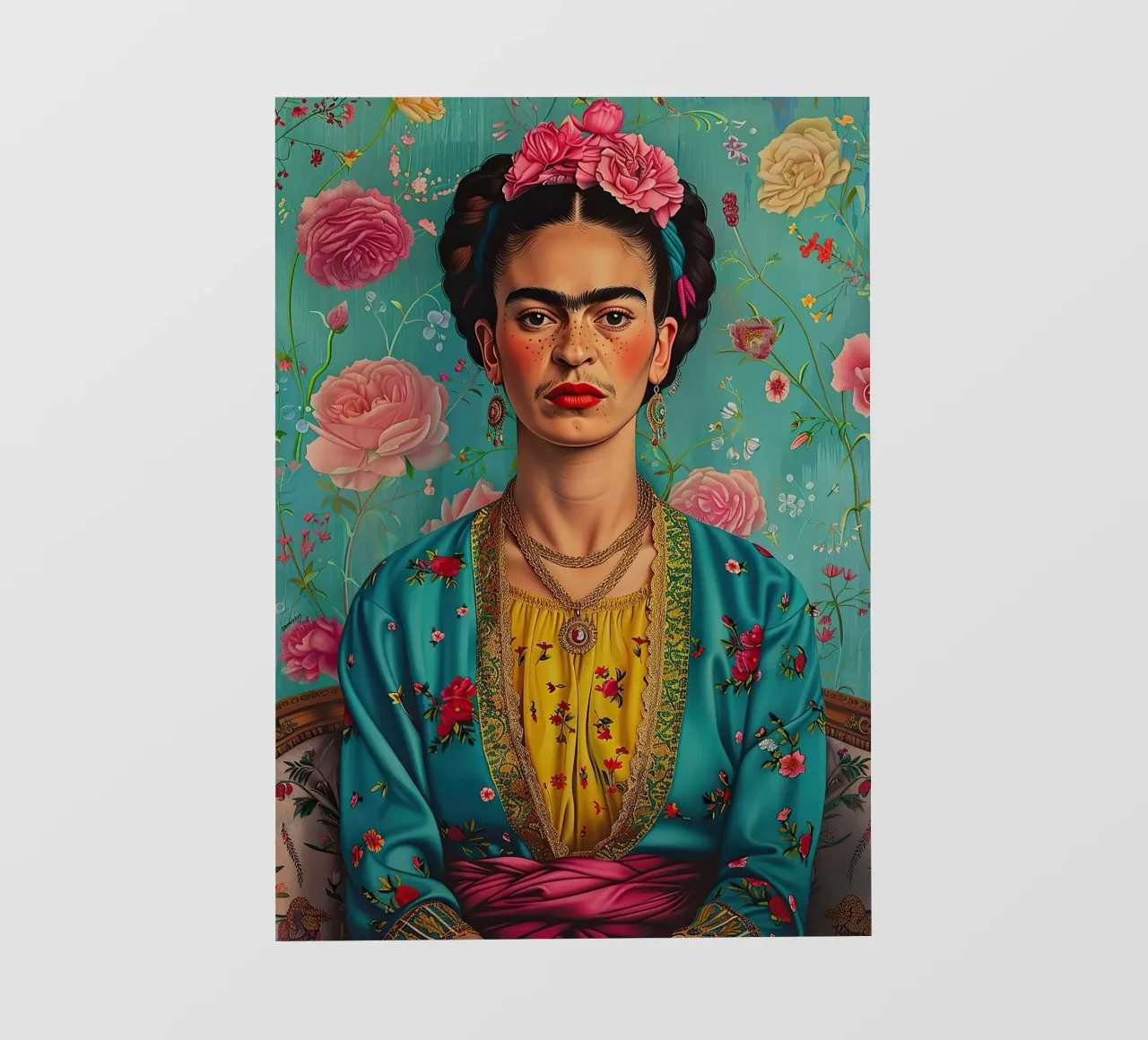 Frida Kahlo "Resilience in Every Stroke" photo wallpaper by Fantasias Florales