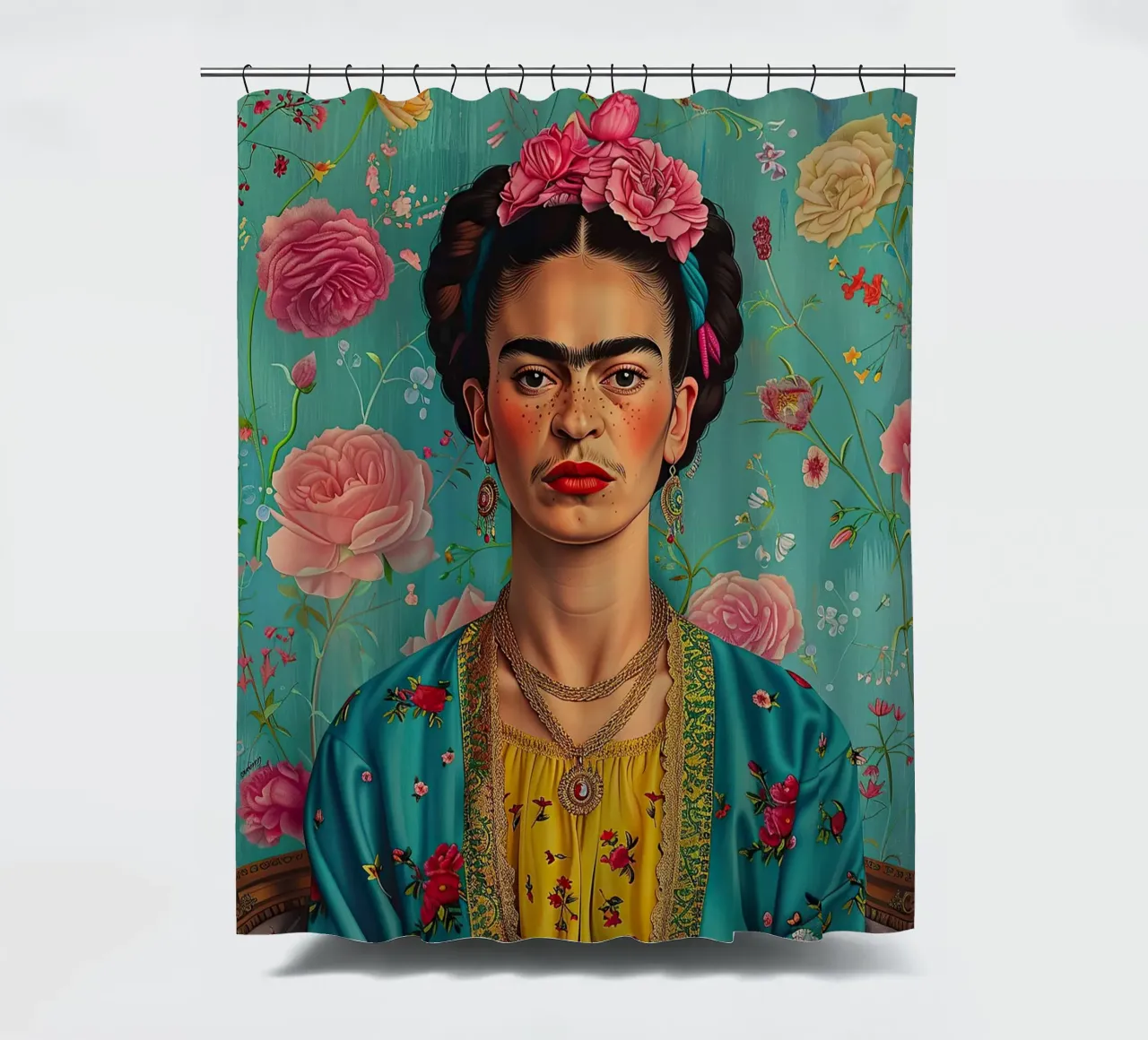 Frida Kahlo "Resilience in Every Stroke" tenda da doccia da Fantasias Florales