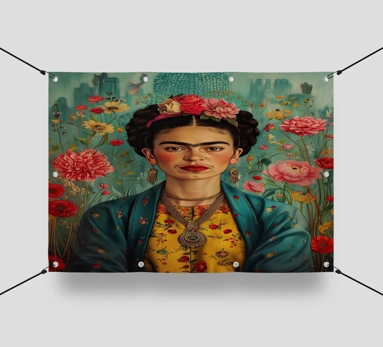 Frida Kahlo "Creative Rebellion" telo in pvc da Fantasias Florales