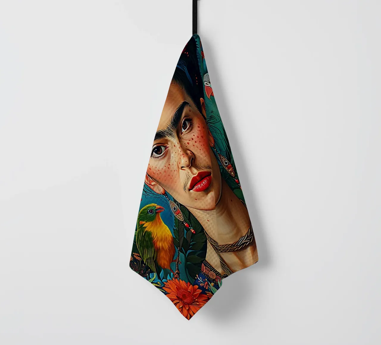 Frida Kahlo "Strength in Silence" tea towel by Fantasias Florales