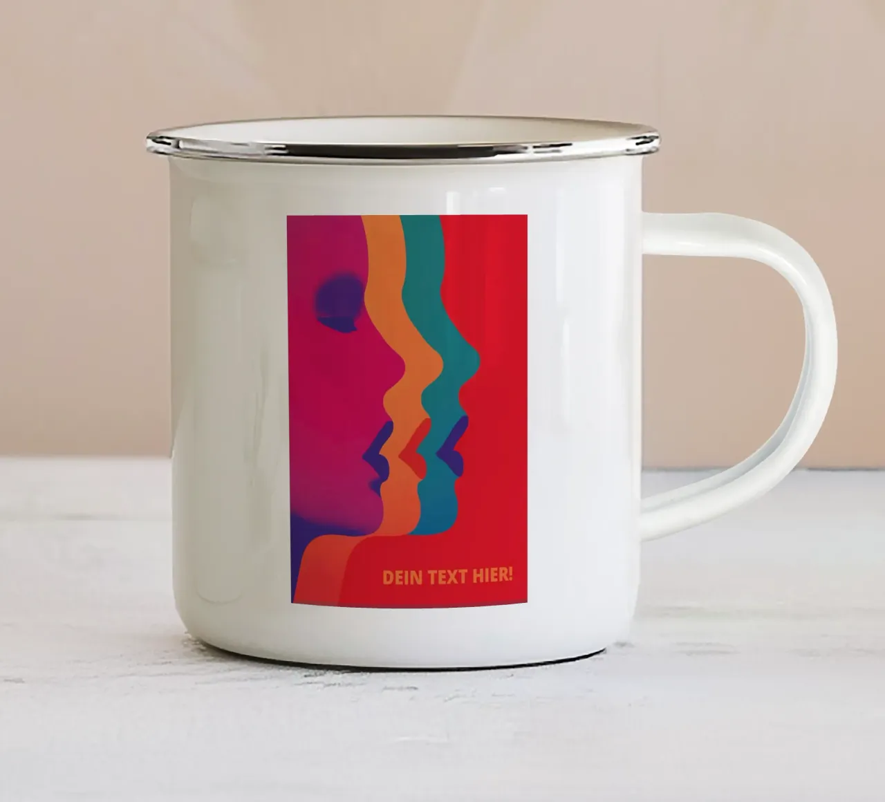 Bacio-bacio-bacio | Triplo amore tazza in smalto da Autofocus