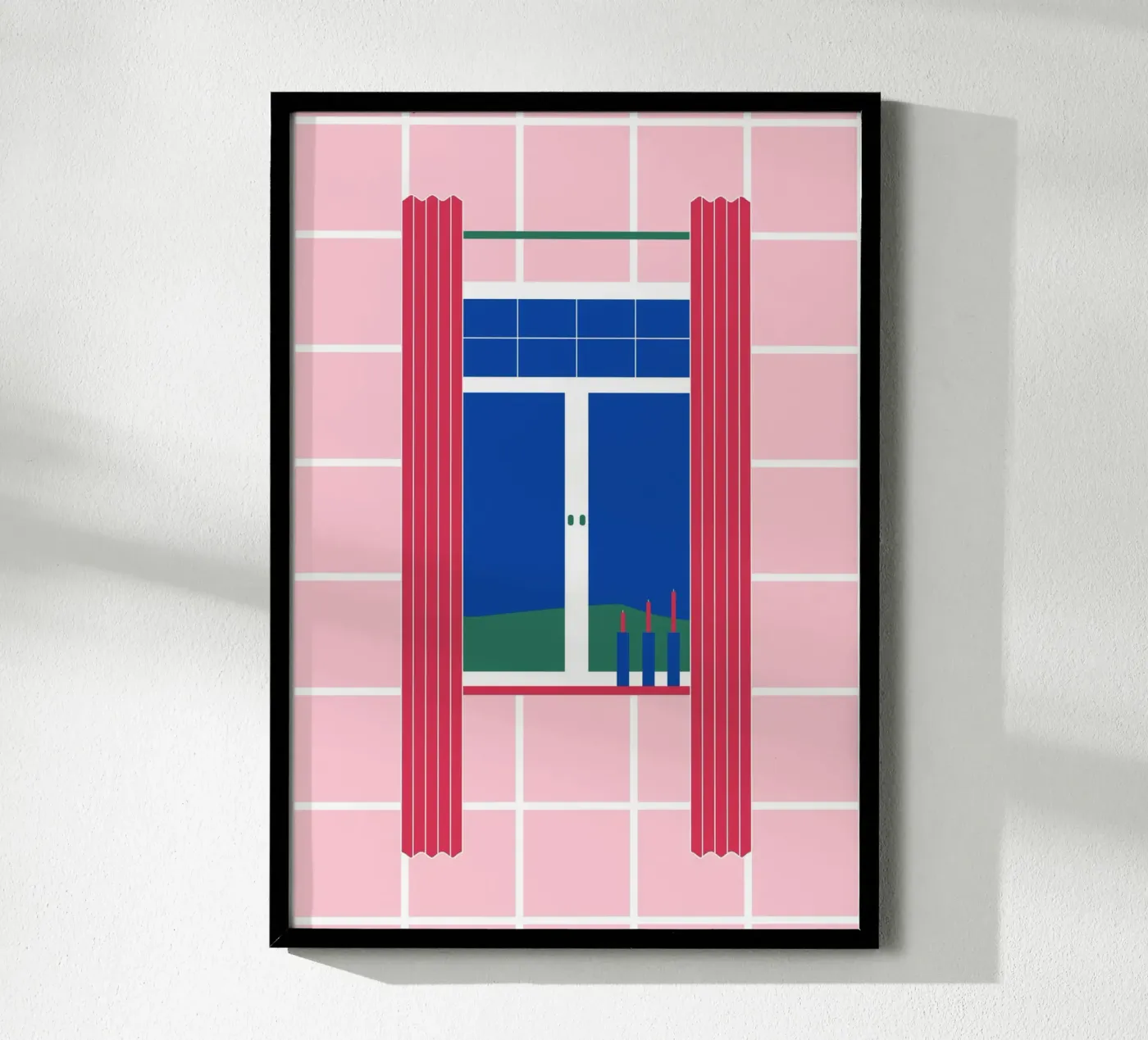 Window on large chequered pattern poster de janamossmann