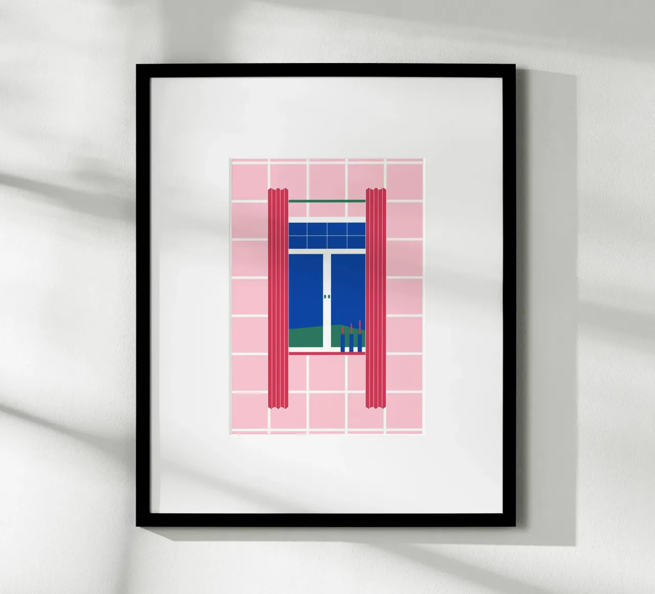 Window on large chequered pattern poster by janamossmann