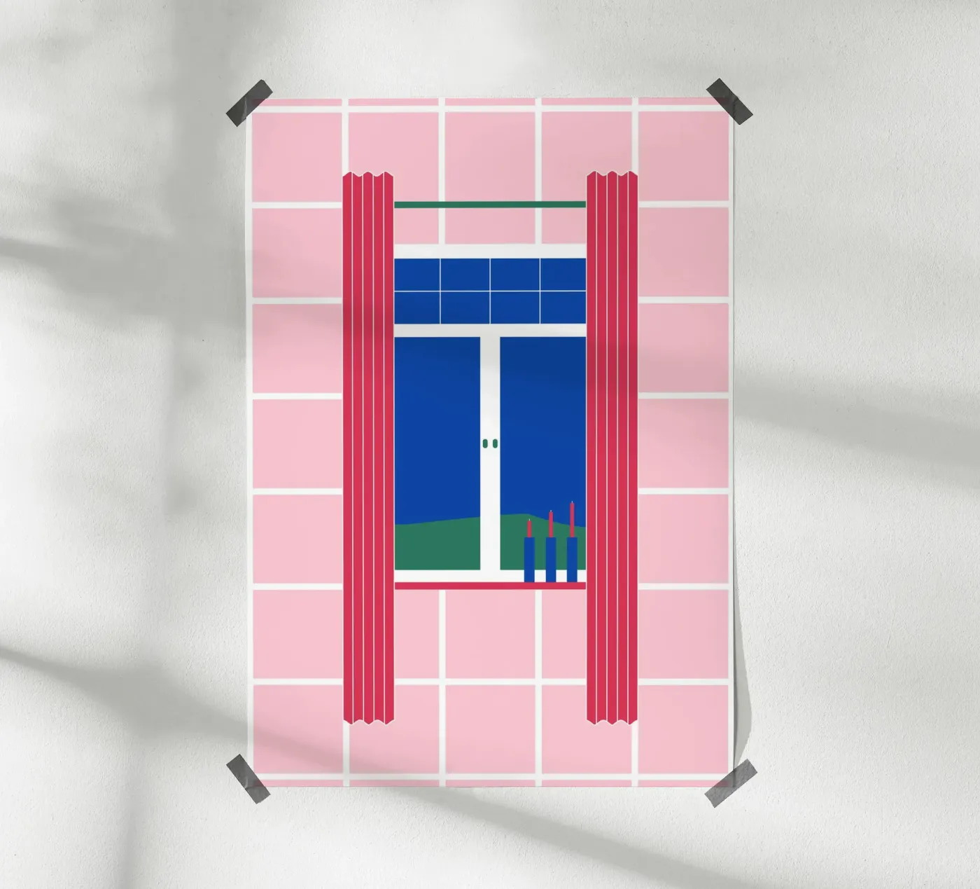 Window on large chequered pattern poster de janamossmann