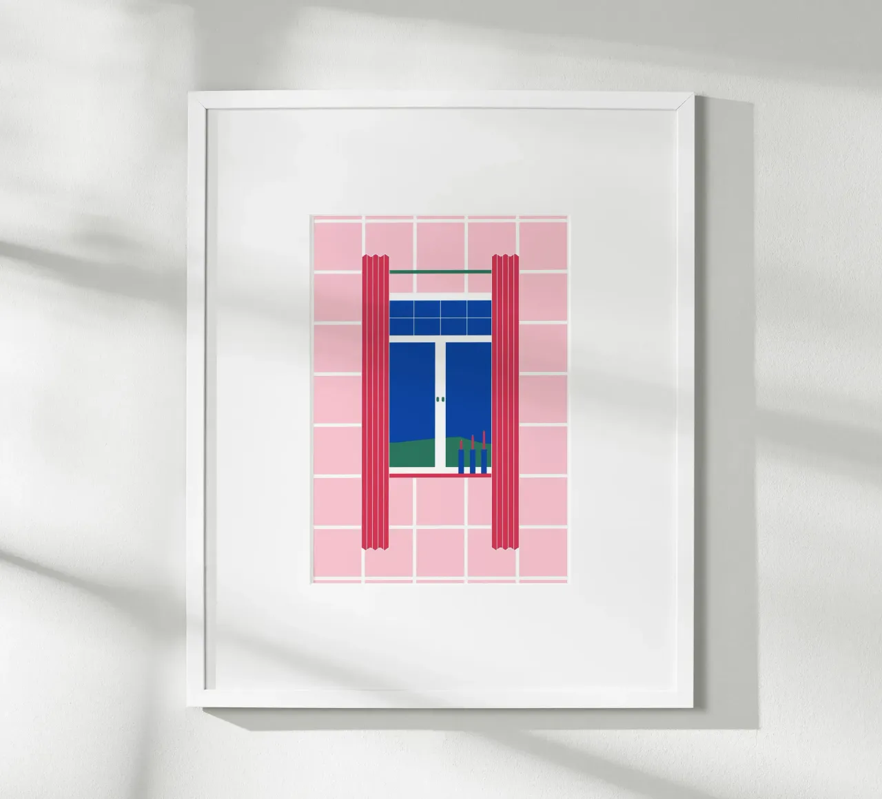 Window on large chequered pattern poster by janamossmann
