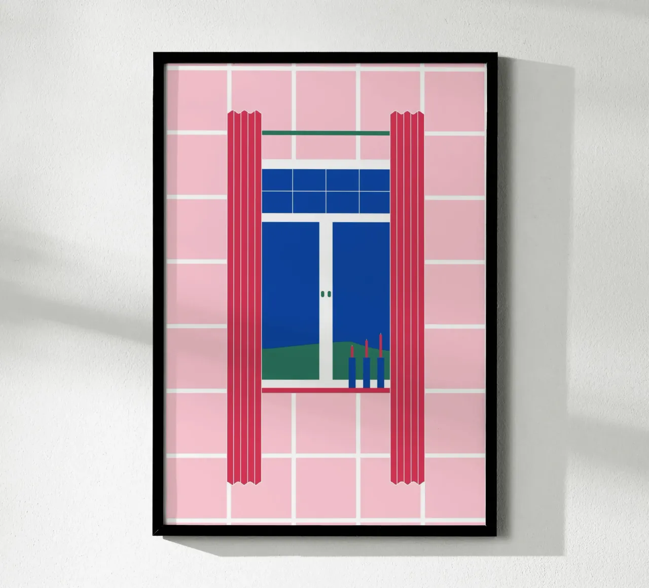 Window on large chequered pattern poster by janamossmann