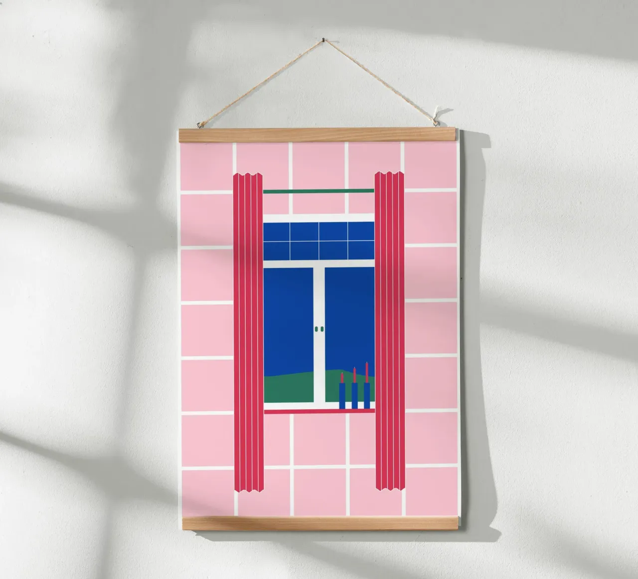 Window on large chequered pattern poster by janamossmann