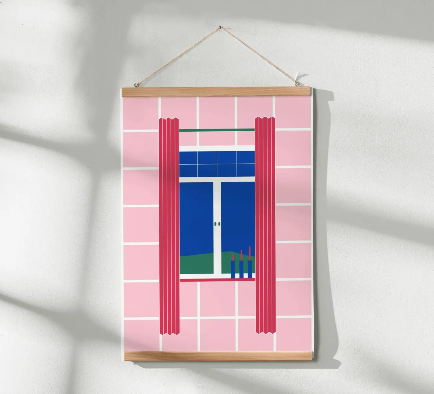 Window on large chequered pattern poster de janamossmann