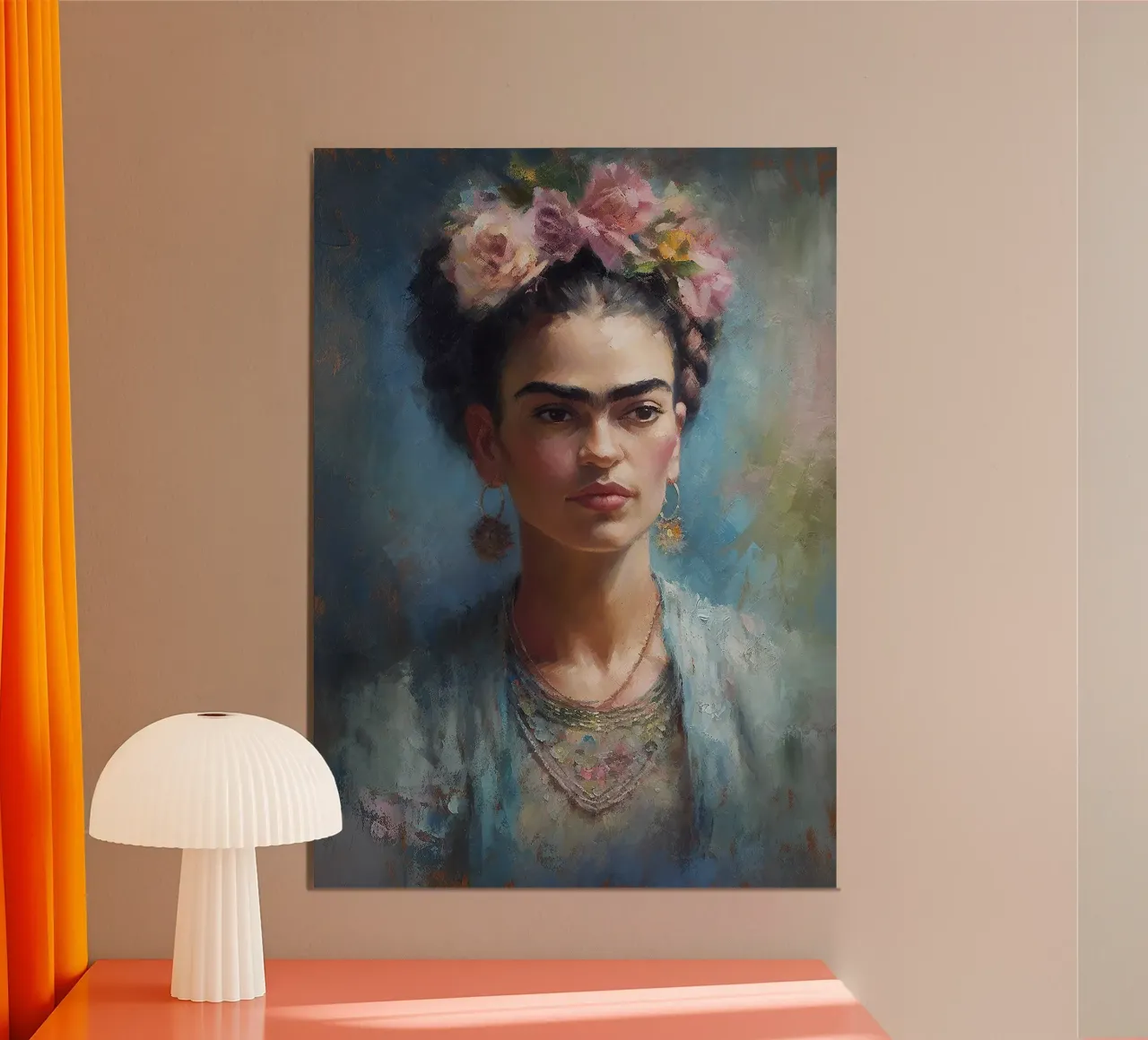 Frida Kahlo "Fire of Expression" alluminio dibond da Fantasias Florales